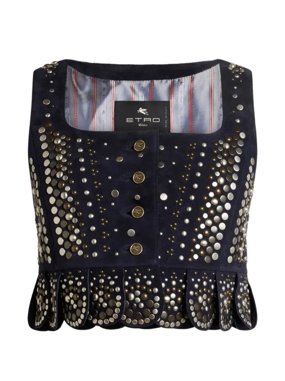 Кожаный жилет с заклепками Etro, синий
