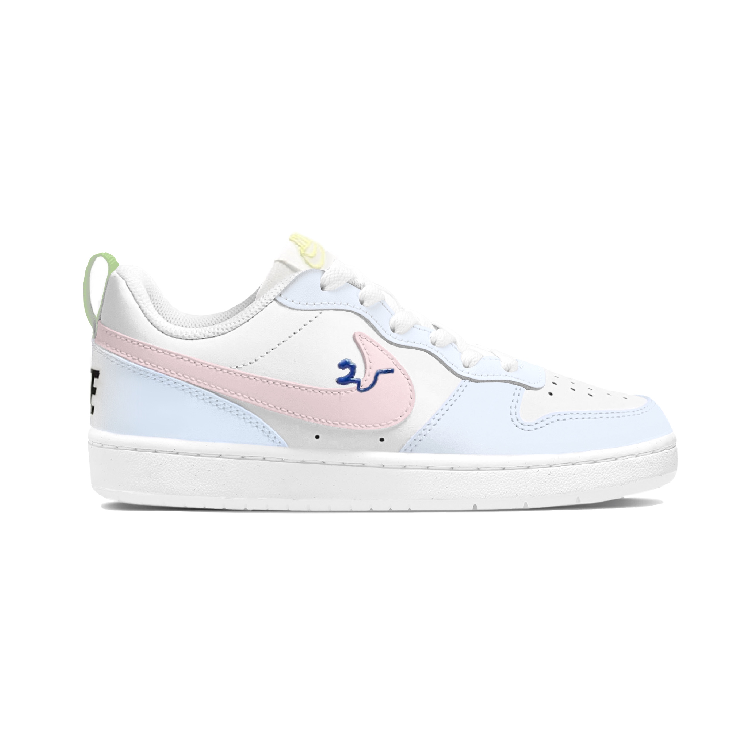 Nike Детские кроссовки для скейтбординга Court Borough Blue Bubbles с противоскользящим покрытием, износостойкие, низкие, синие, розовые, для подростков — фото 2