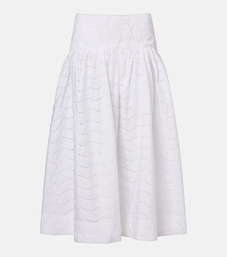 Юбка миди из хлопка Broderie Anglaise Polo Ralph Lauren, белый