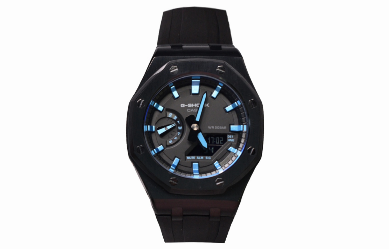 

CASIO Часы Men Liquid Crystal/Analog Dual Display Series 44mm Black Watch, Night Blue