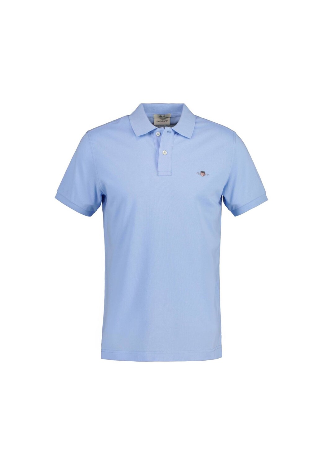 

Мужская рубашка-поло - SLIM SHIELD PIQUE POLO, короткие рукава, планка на пуговицах, логотип GANT, светло-синий
