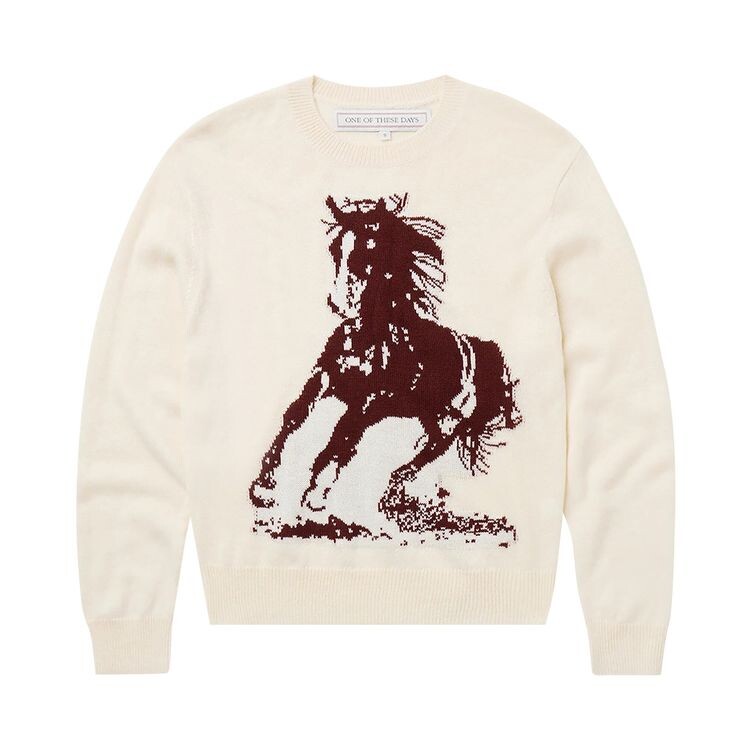 

Свитер One Of These Days Running Horse Knit Sweater Oatmeal, белый