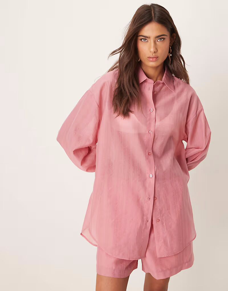 

Рубашка из прозрачной органзы ASOS DESIGN с завязкой сзади, светло-розовый цвет