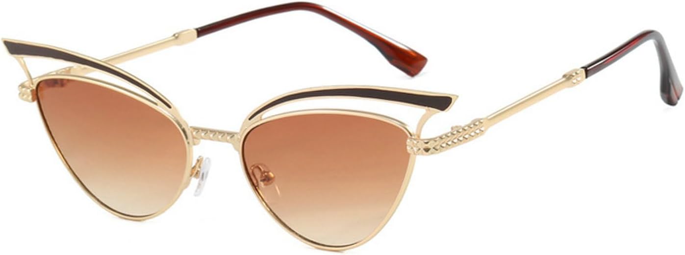 

Laureles Модные солнцезащитные очки в металлической оправе «кошачий глаз» в стиле Y2K для женщин, коричнево-серые солнцезащитные очки для мужчин, панк-очки для женщин, C3