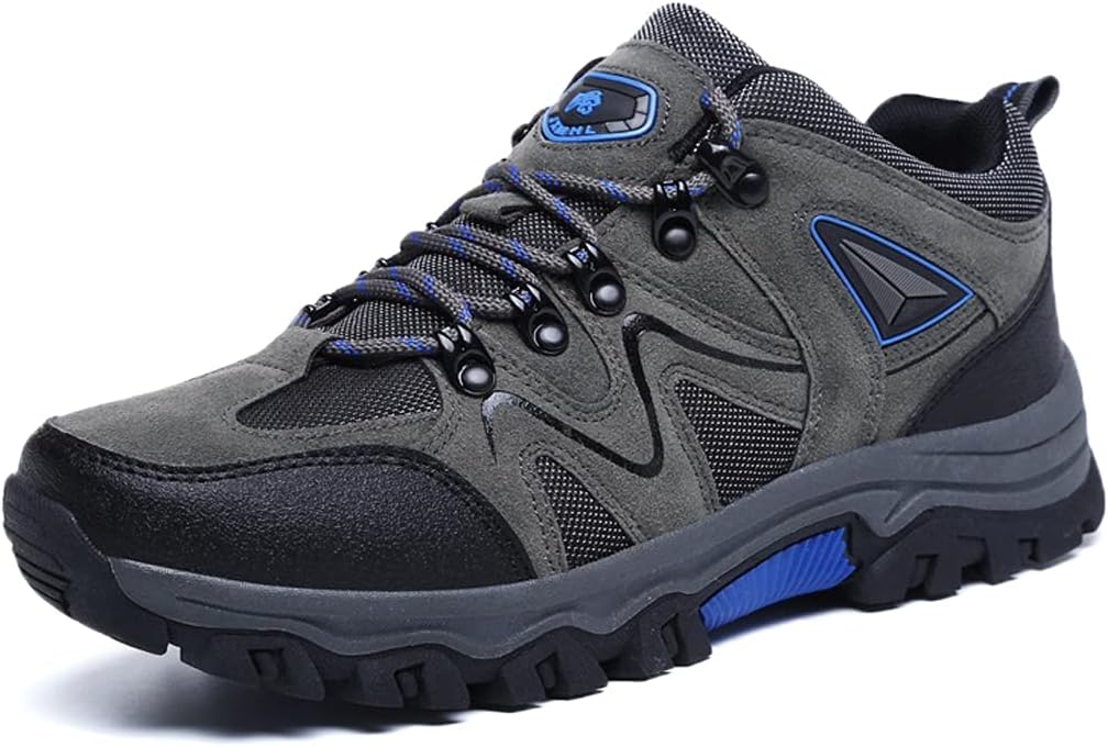 

Мужские низкие трекинговые ботинки hongrenamz, нескользящие туристические ботинки для походов, уличная обувь для прогулок и велосипедных поездок, серый