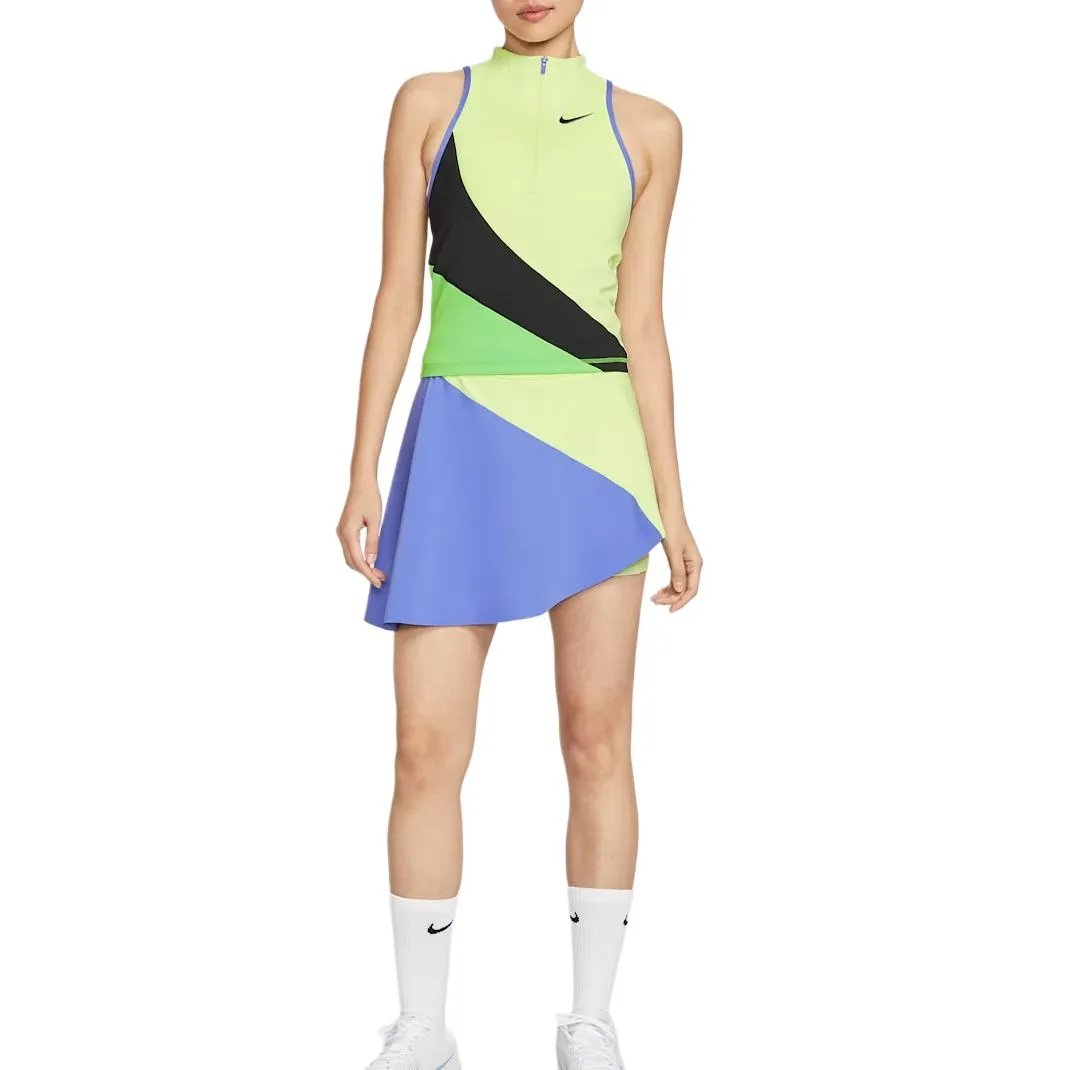 Футболка для тенниса Court Slam Dri-FIT женская Nike, Light Lemon Yellow/Black/Dark Green/Black — фото 4