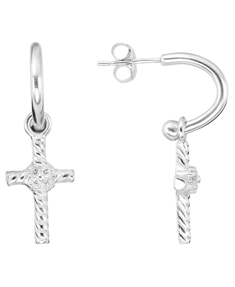 

Серьги-кольца с кубическим цирконием (0,08 карата) в оправе из стерлингового серебра Macy's, Silver