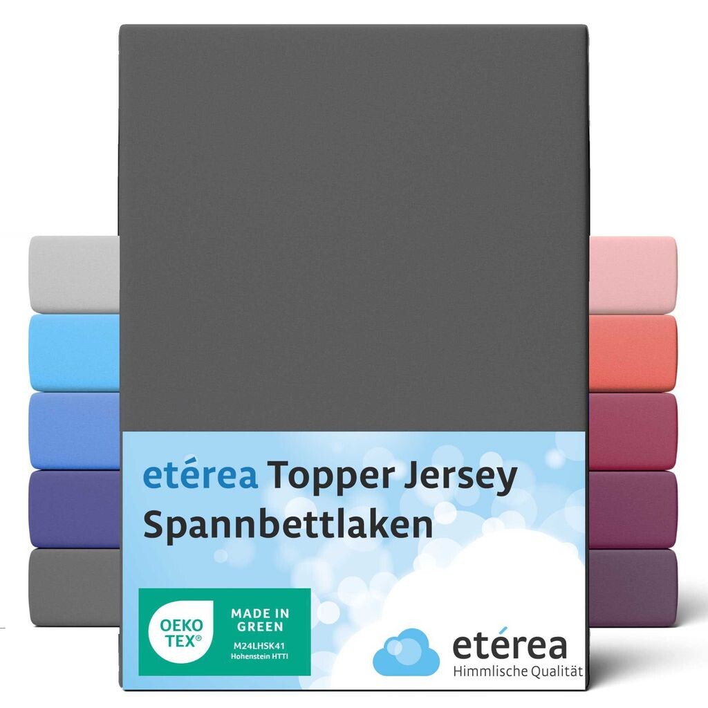 

ETÉREA Джерси Топпер Простыня 180x200см - 200x200 - 100% ХЛОПОК - Простыня Простыня 180x200см 200x200 Наматрасник - Комфортная Простыня Топпер Хлопок - OEKOTEX - Антрацит Etérea Himmlische Qualität