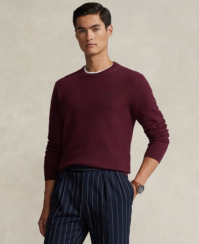 

Мужской фактурный хлопковый свитер с круглым вырезом Polo Ralph Lauren, красный
