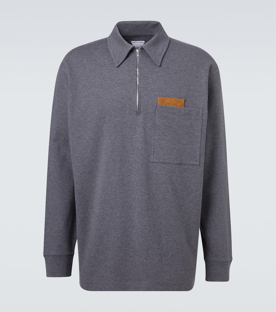 

Трикотажный поло свитер из хлопка интреччато Bottega Veneta, Dark Grey Melange