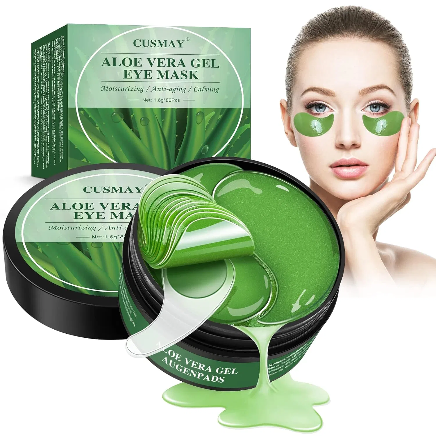 Патчи для глаз с коллагеном и гиалуроновой кислотой, 80 шт. Cusmay, 80 Pieces Aloe Vera