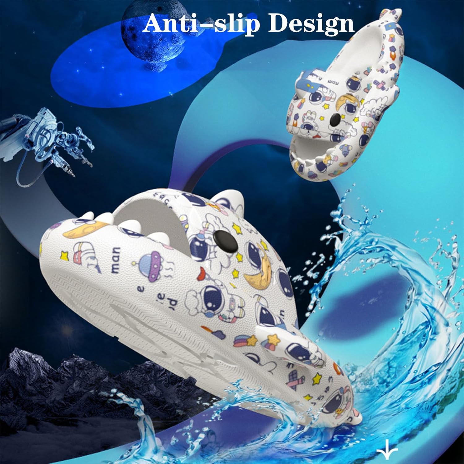 Оригинальные шлепанцы Sharklas Polares, оригинальные Sharklas, шлепанцы Sharky, шлепанцы с изображением акулы, сандалии Shark Slides для женщин и мужчин Jfxgjuv, белый — фото 2
