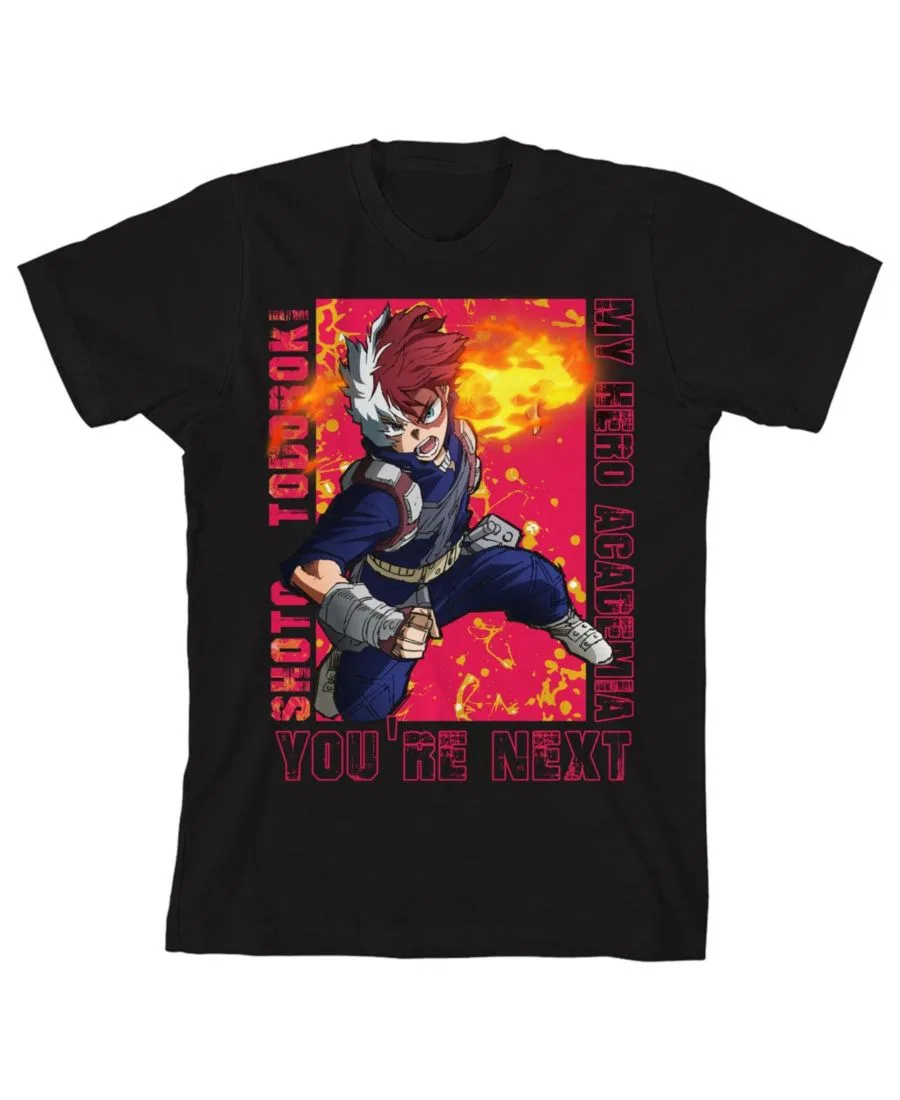 Детская футболка с коротким рукавом «Боевая поза Шото Тодороки» My Hero Academia, черный — фото 4