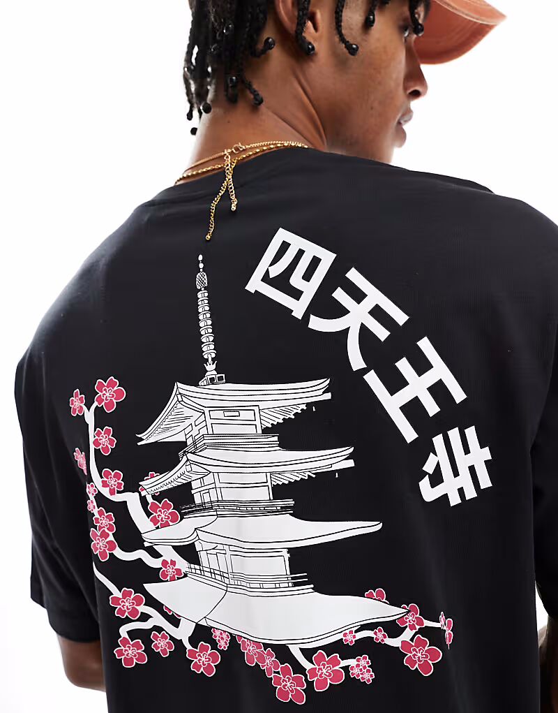 

Футболка & SONS свободного кроя с принтом висков черного цвета Only & Sons