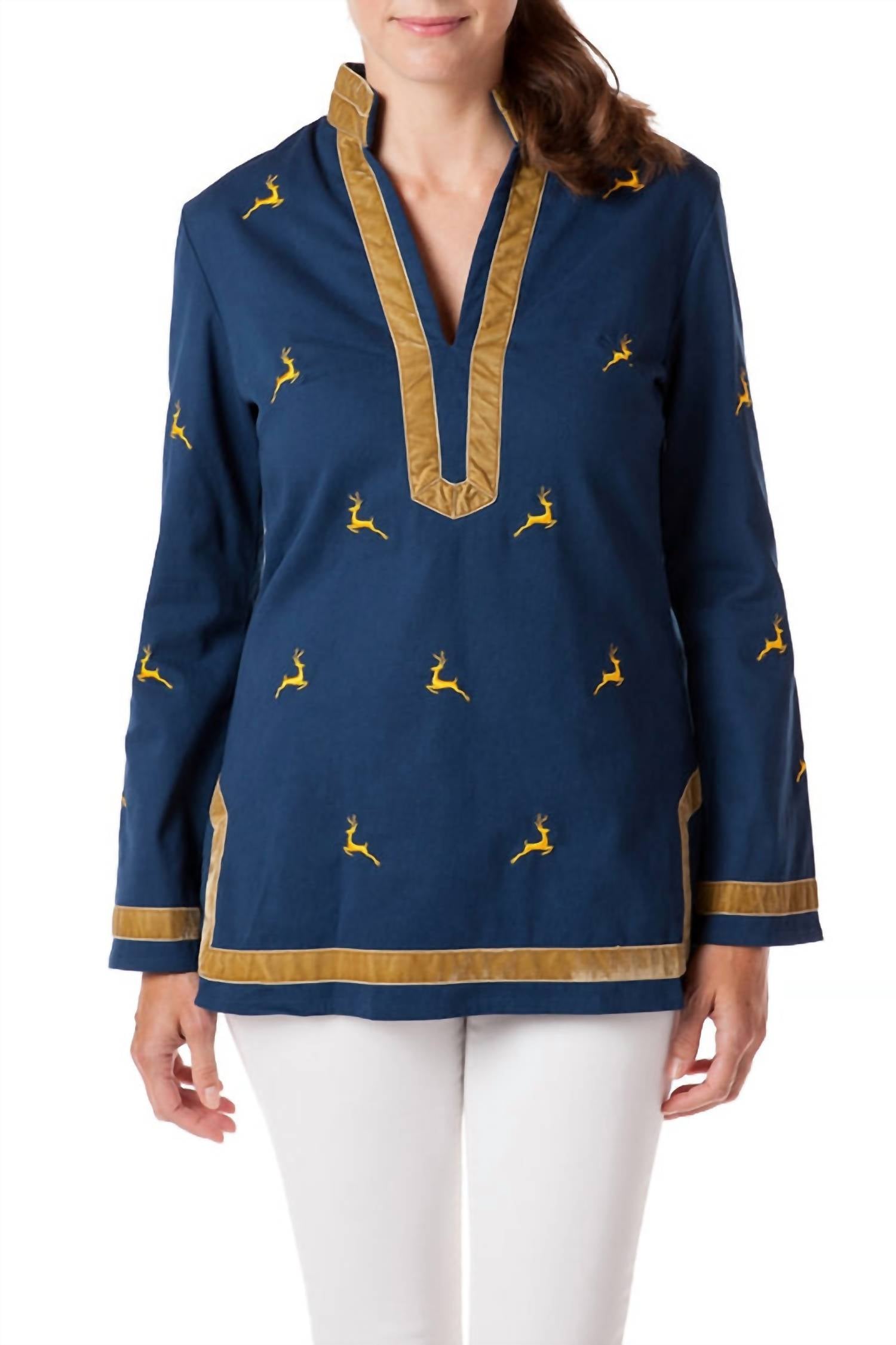 

Туника с оленями в прыжке, цвет Nantucket Navy Castaway