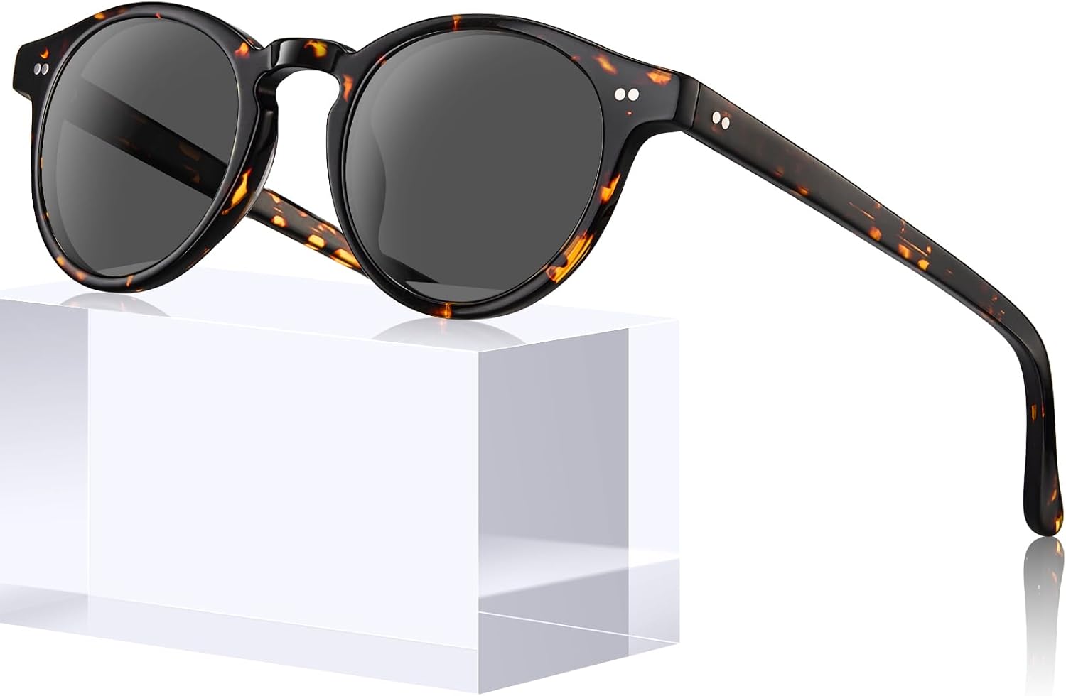 

Солнцезащитные очки AVAWAY для женщин и мужчин, маленькие, поляризованные, с круглой оправой из ацетата, защита от УФ-излучения UV400, для вождения, отдыха, летних прогулок, A2: Tortoise / Grey Lens