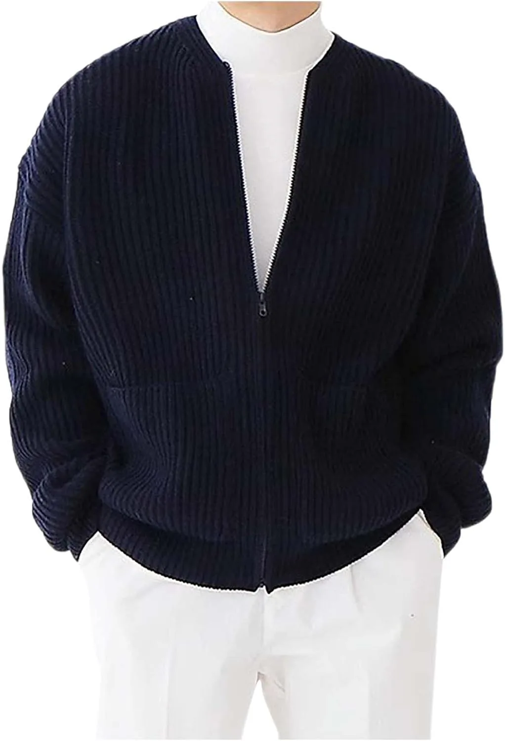 

Кардиган для мужчин с застежкой-молнией, длинный рукав, осень-зима