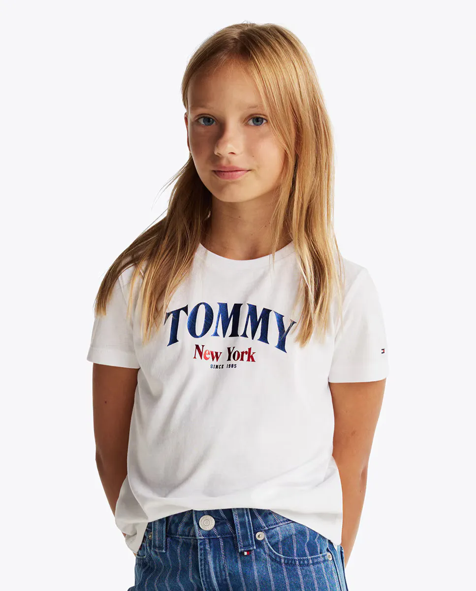 

Футболка для девочек с короткими рукавами и круглым вырезом Tommy Hilfiger, белый