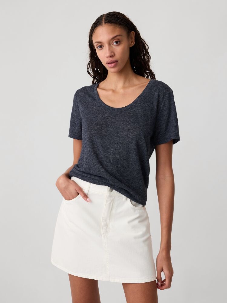 

Укороченная льняная рубашка Gap, синий
