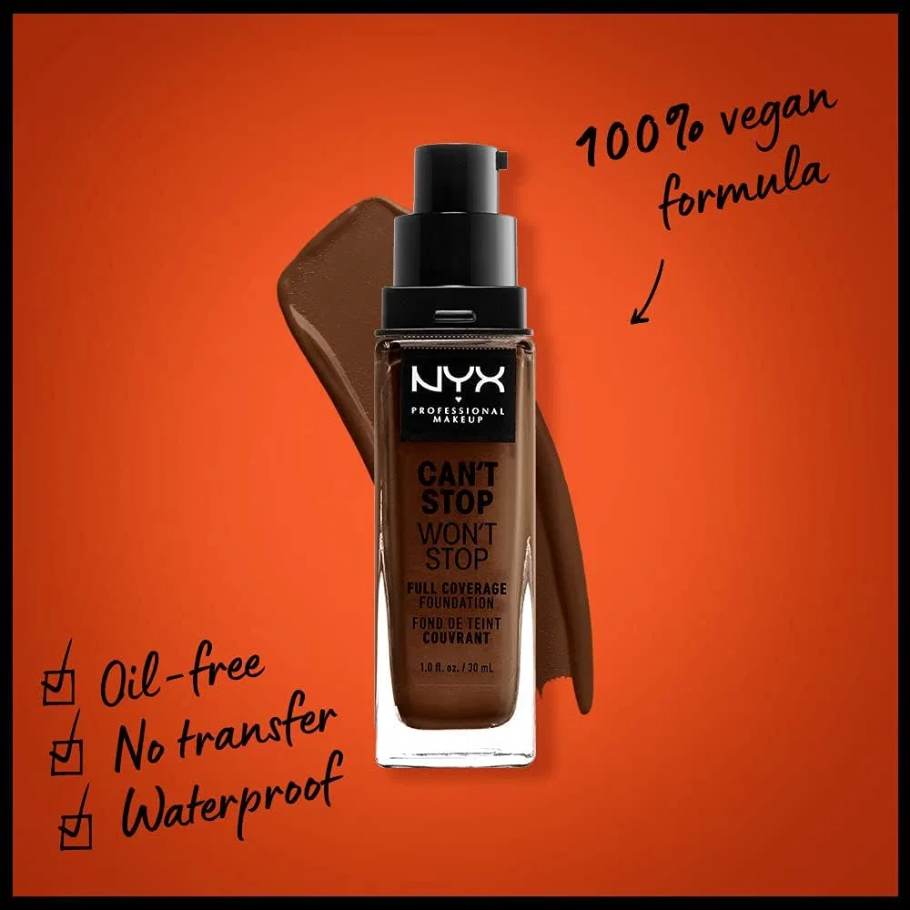 Тональное средство Nyx Professional Makeup Cantostop One-Stop Full Coverage Foundation 22.7 Deep Walnut 30 мл — фото 2