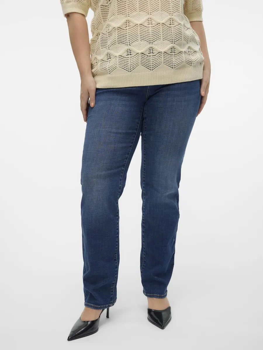 

Прямые джинсы Vero Moda Curve "VMCFLASH MR STRAIGHT LI3300 GA CUR NOOS", синий