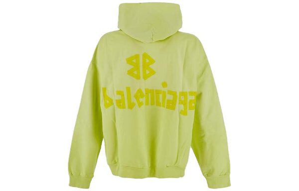 Толстовка tape type ripped pocket hoodie oversized 'fluo yellow' Balenciaga, желтый — фото 2