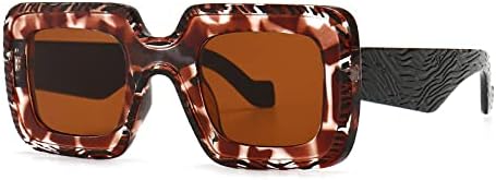 

Винтажные квадратные солнцезащитные очки большого размера 2027 года для женщин и мужчин, с крупной оправой, для путешествий, с защитой от УФ-излучения UV400 MTZJH, Leopard Brown