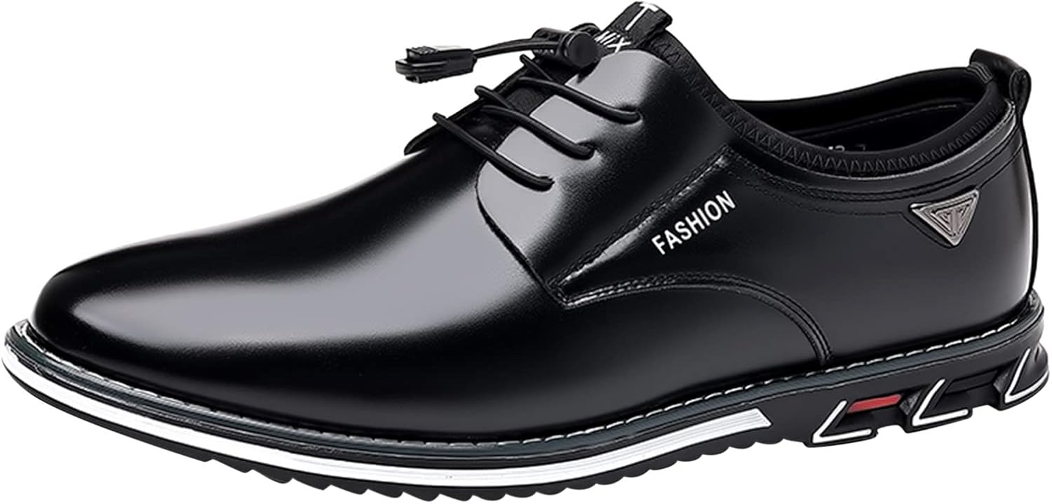 

Мужская обувь в стиле fashion, дышащая, удобная, деловая, с шнуровкой, для работы и отдыха, однотонные кожаные туфли и ботинки Generic, черный