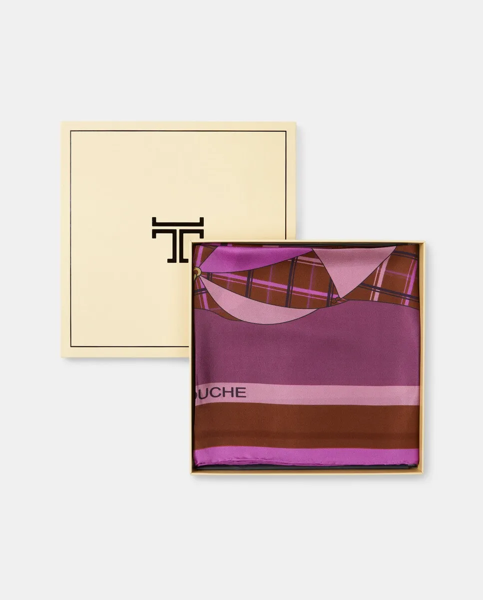 

Шелковый твиловый шарф с принтом зонтика Latouche, розовый