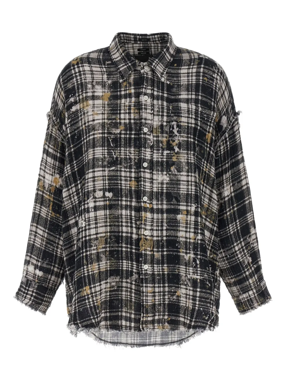 

Рубашка в клетку с бахромой R13, черный