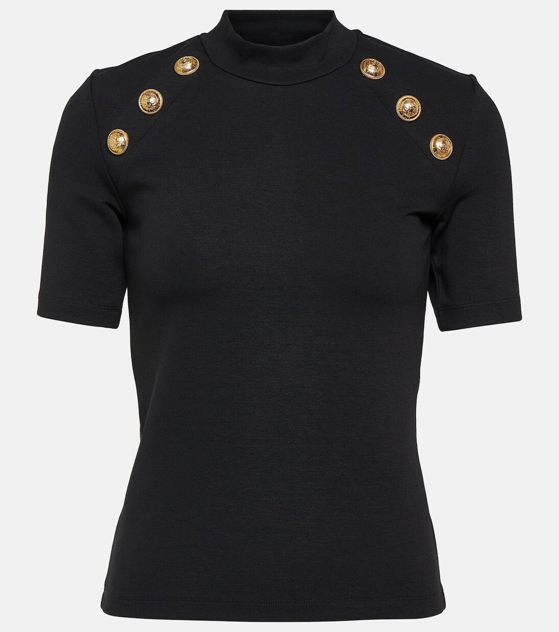 

Украшенная футболка из джерси Balmain, черный