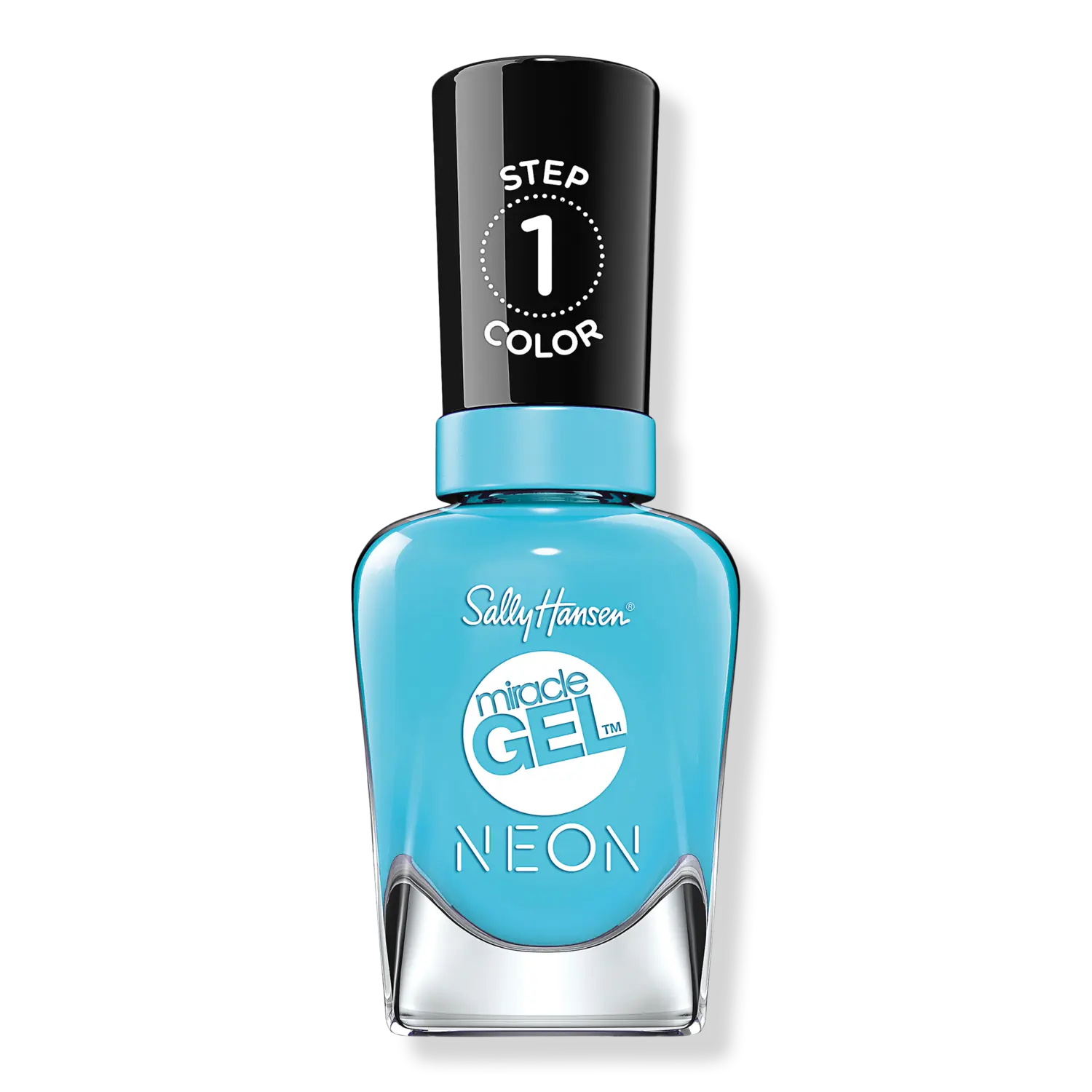

Чудодейственный гель-лак для ногтей, синие и зеленые оттенки. Sally Hansen, Miami Ice Neon (neon baby blue)