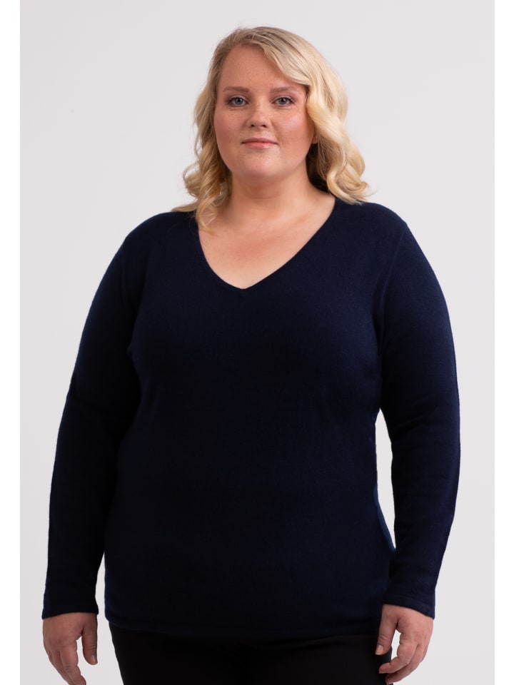 

Свитер с V-образным вырезом темно-синего цвета CASH-MERE.CH