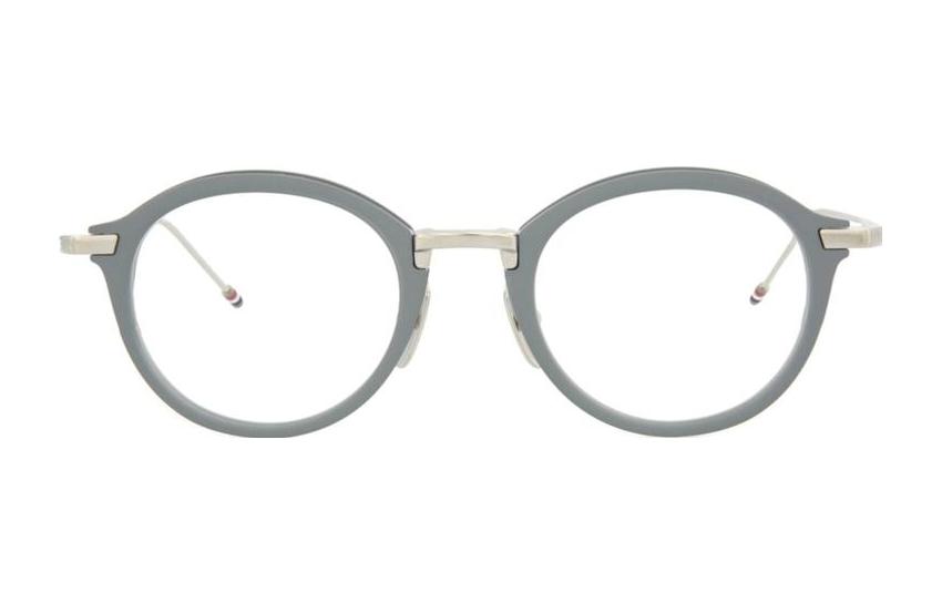 

THOM BROWNE Металлическая круглая оправа для очков унисекс серого цвета
