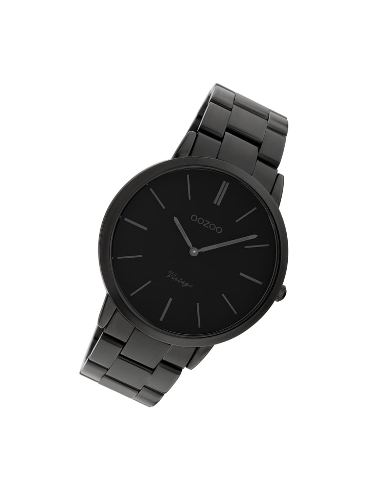 

Аналоговые наручные часы Oozoo Vintage Series, черные, большие (примерно 42 мм)