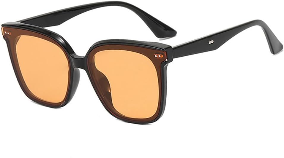 

Модные винтажные солнцезащитные очки с заклепками, большие солнцезащитные очки для женщин, мужские солнцезащитные очки для вождения и путешествий, женские солнцезащитные очки UV400 TKKTLLT, Black Orange