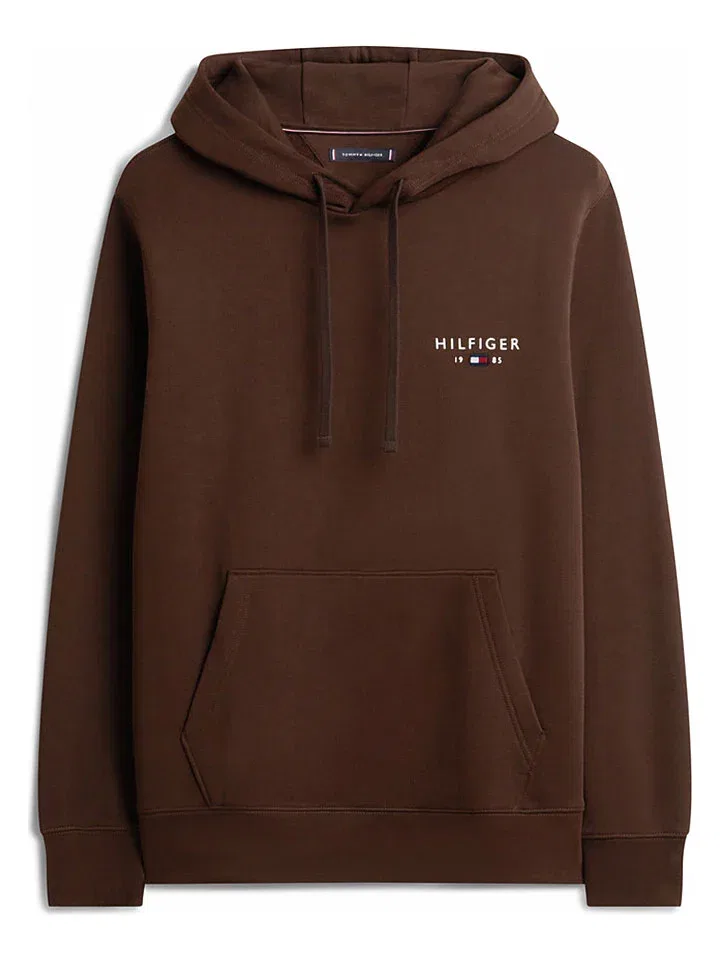 Худи с капюшоном, хлопковое Tommy Hilfiger, коричневый — фото 3