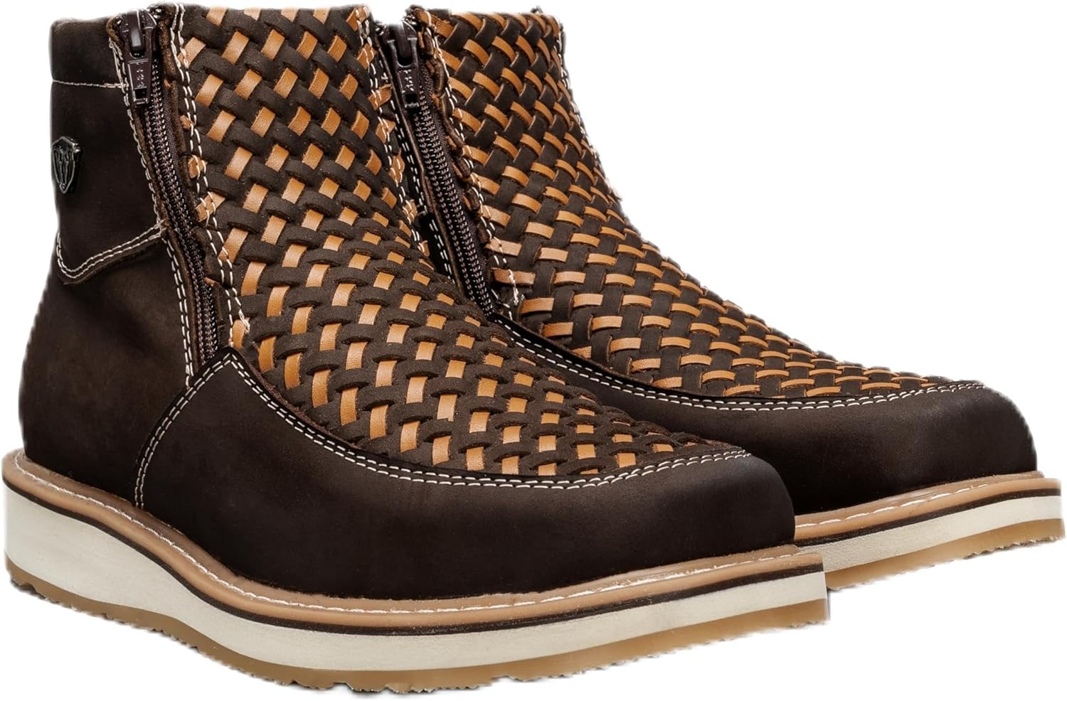 

Мужские ботинки Rodeo Cartie Marcoa современного стиля Basken с плетеной отделкой/кожаной косой, с двойной молнией, противоскользящие, коричневый