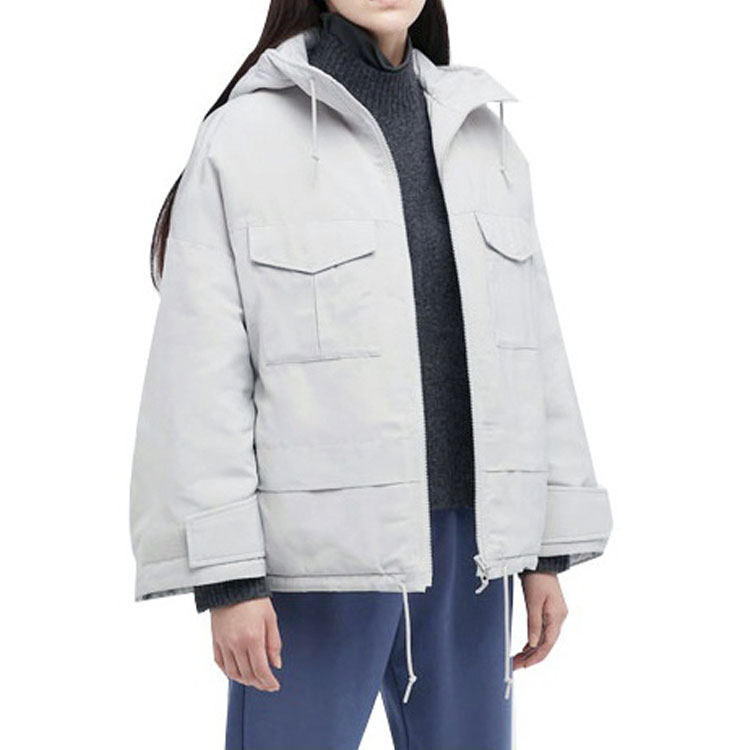 X White Mountaineering Женская Гибридная Пуховая Оверсайз Парка Светло-Серый UNIQLO, Серый — фото 4