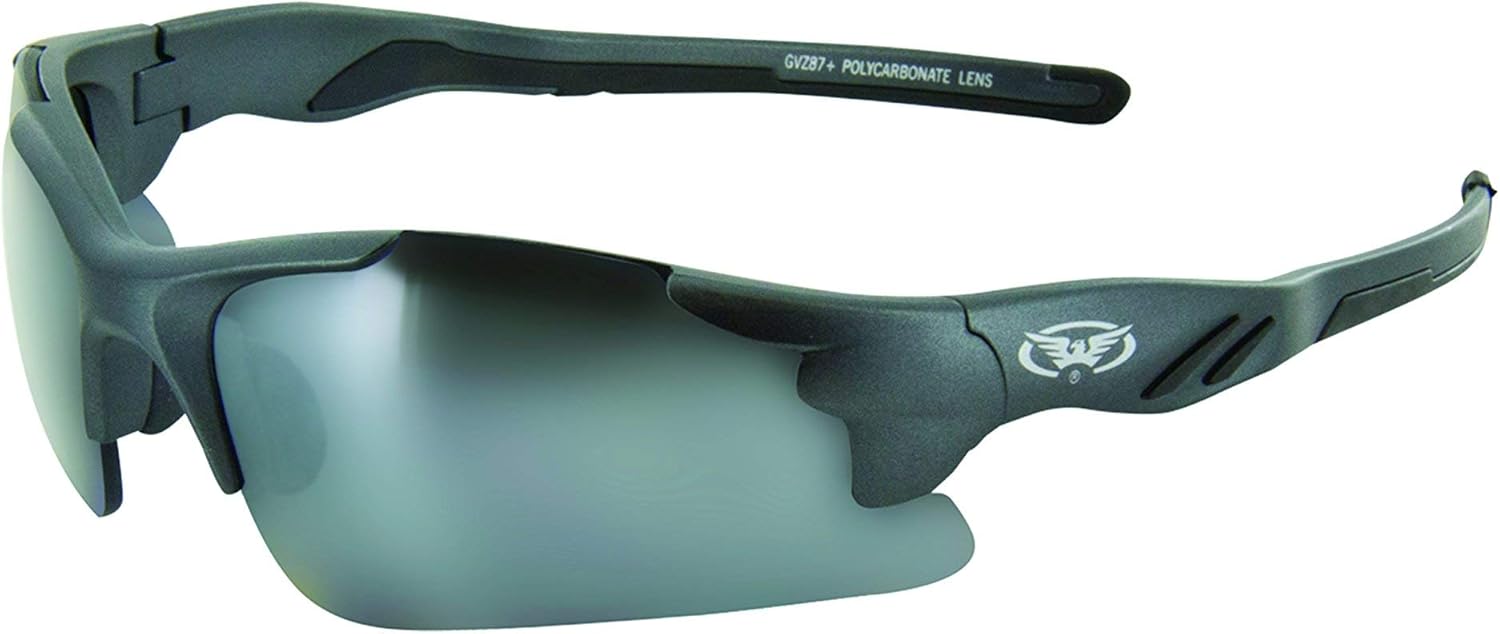 

Солнцезащитные очки Global Vision Eyewear Metro Series в полуободковой оправе, зеркальные линзы Flash Mirror, матовая металлическая оправа угольного цвета, Metallic Matte Black Frame/Mirror Safety Lens