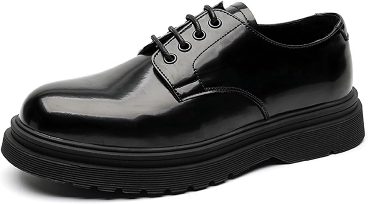 

Мужские кожаные модные деловые туфли-оксфорды, повседневные туфли, классические кожаные с круглым носком, свадебные дерби, шнуровка, прогулочные низкие формальные туфли для мужчин Generic, черный