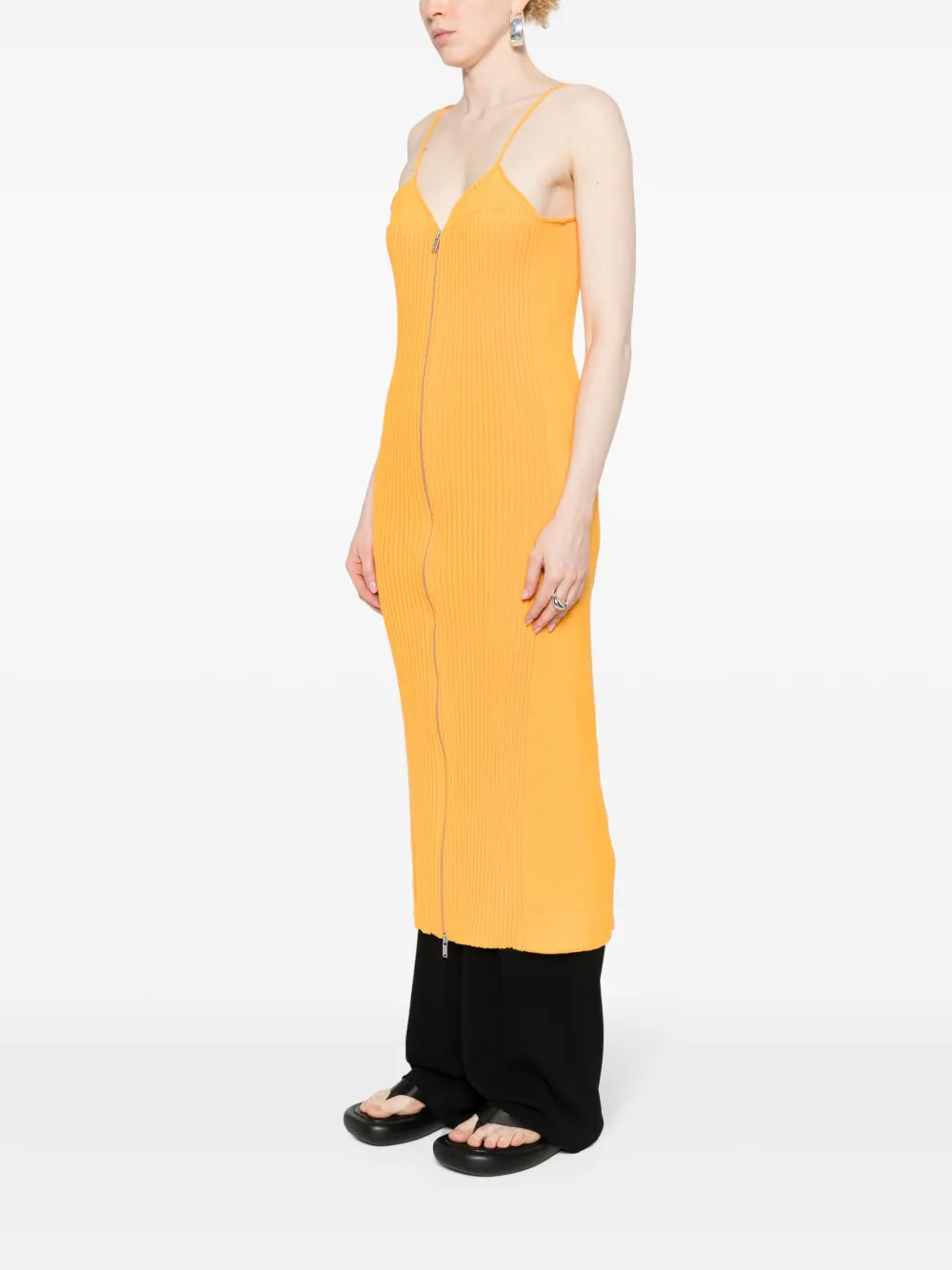 Трикотажное платье на молнии JIL SANDER, оранжевый — фото 3