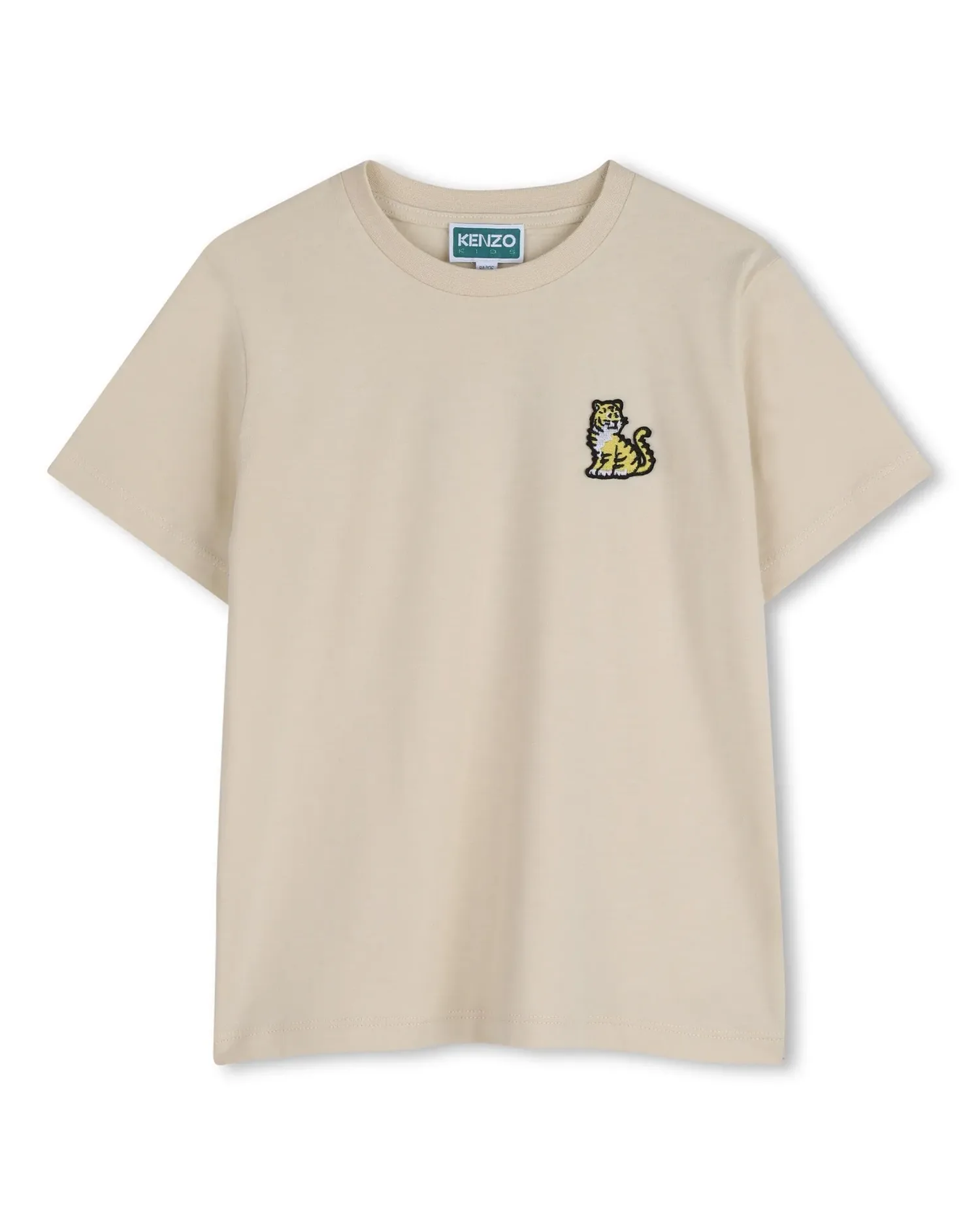 Детская унисекс футболка с коротким рукавом с большим принтом из хлопка Kenzo Kids, Natural