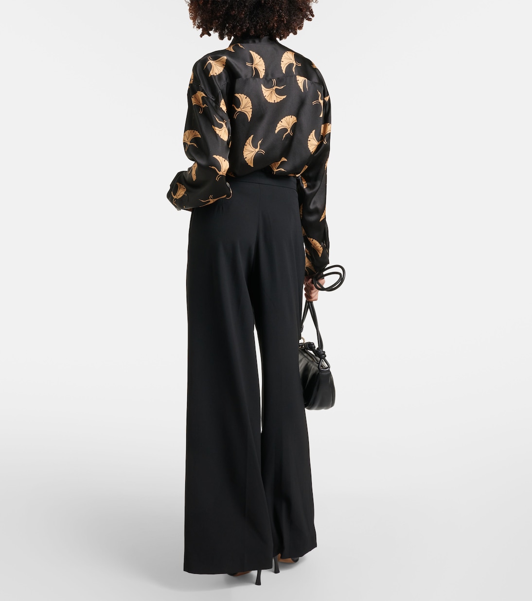 Плиссированные брюки из смесовой шерсти Dries Van Noten, черный — фото 3