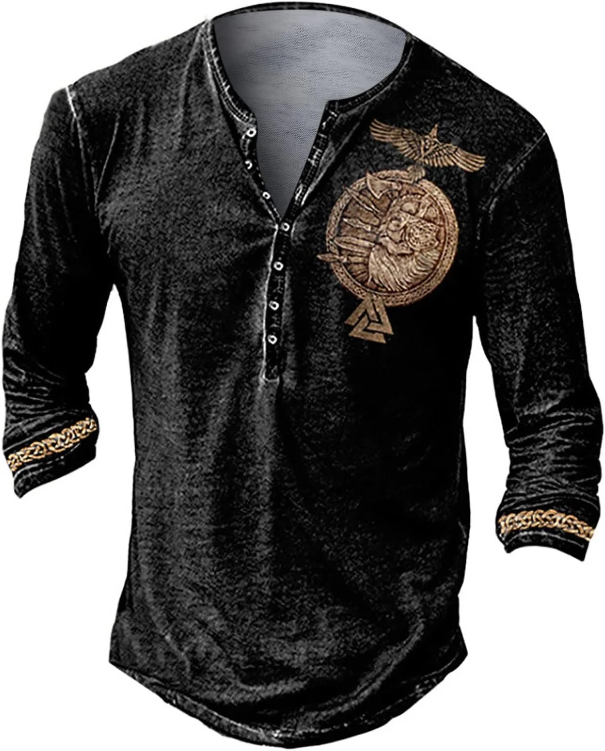 

Футболка с принтом Henley для мужчин, стиль distressed, slim fit tobchonp