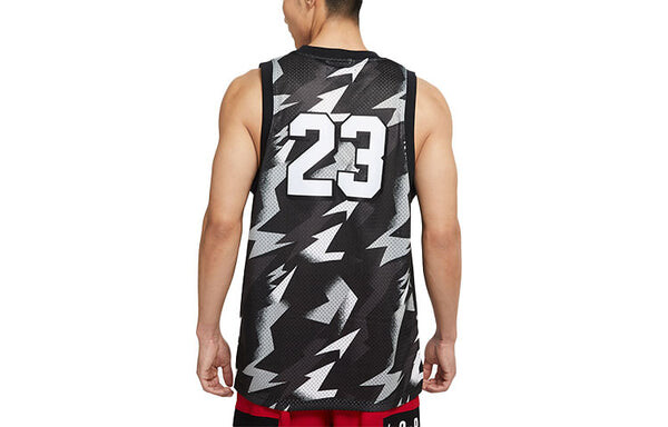 Майка Air Jordan Contrasting Colors Pattern Alphabet Numeric Breathable Training Basketball Sports Vest Black, черный — фото 2