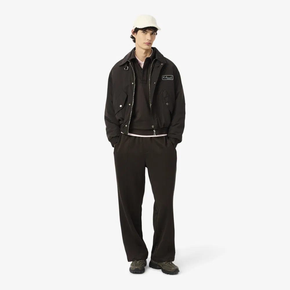 Мужской свитшот-поло с потайной планкой тёмно-коричневый от Lacoste — фото 4