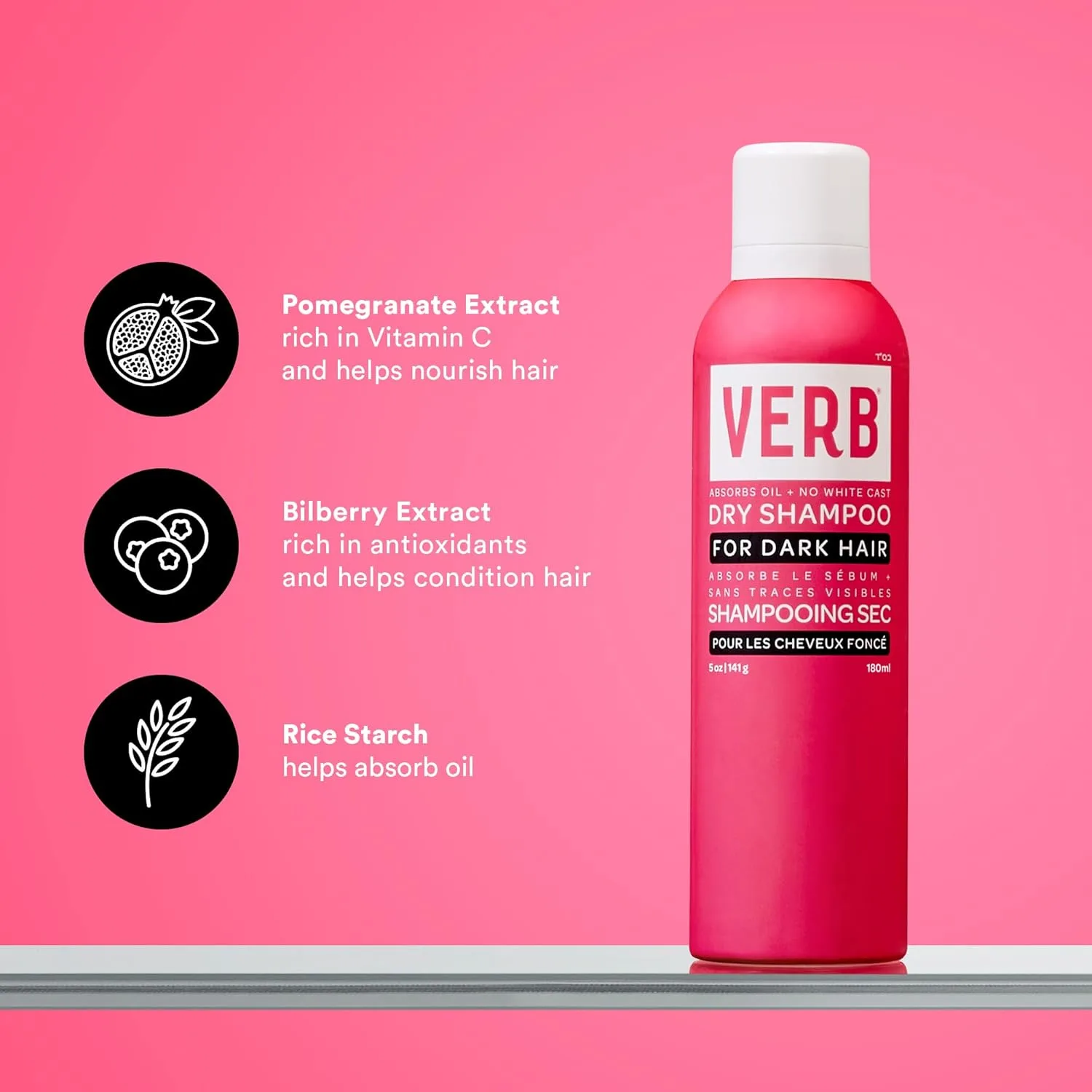 VERB Dry Shampoo Dark - освежающий сухой шампунь-спрей для темных тонов, абсорбирует жир и продлевает укладку, Vegan, без парабенов и сульфатов 141.75 г (1 шт.) — фото 3