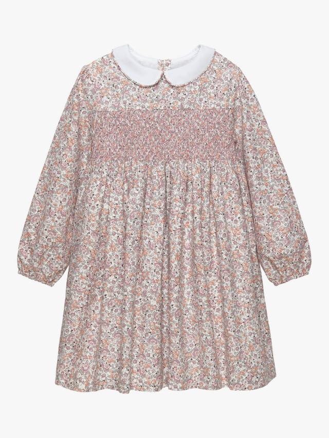 

Детское платье Bella Cotton с длинными рукавами и сборкой Trotters, Pink Floral