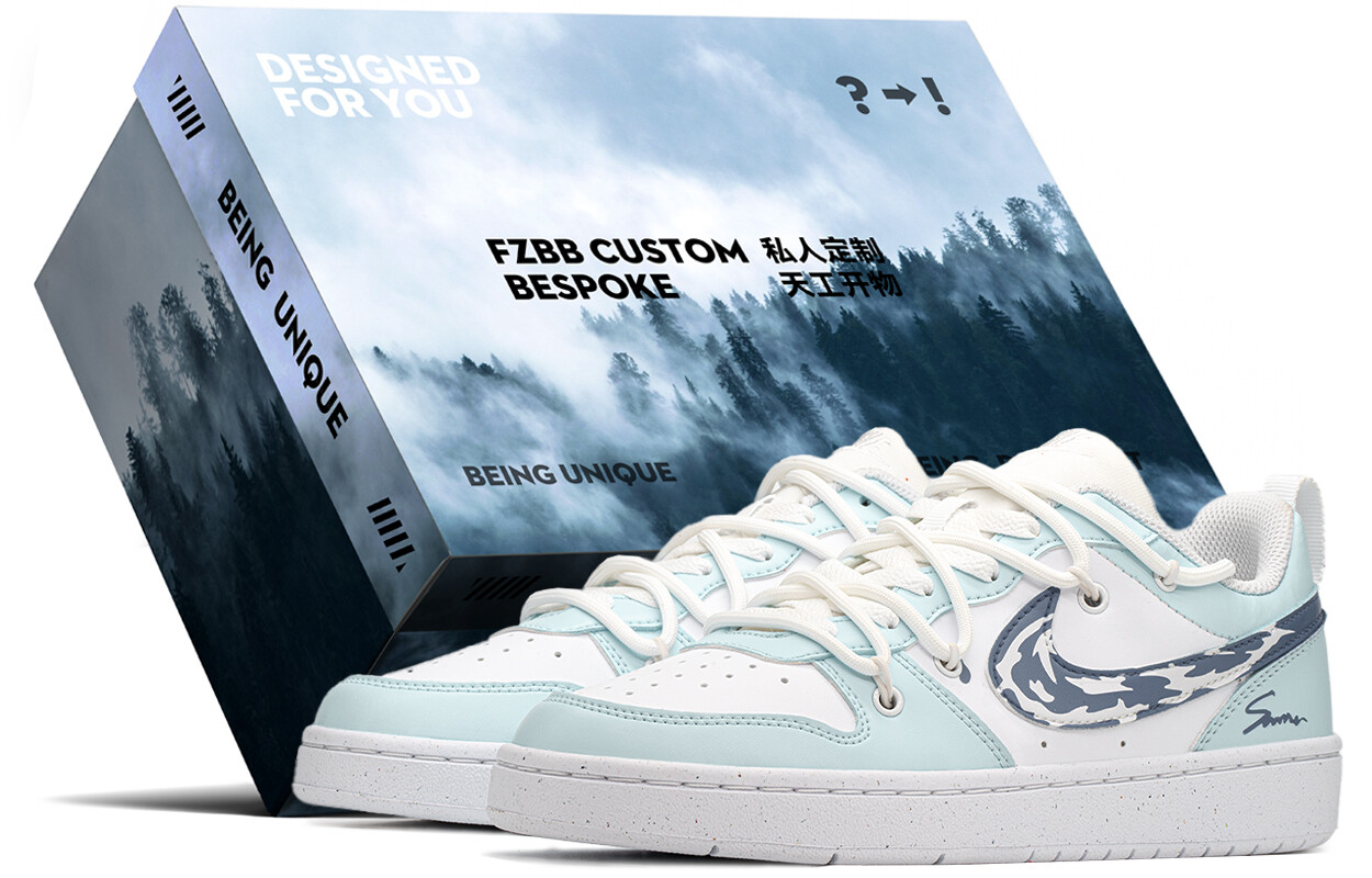 

Кроссовки Nike Court Borough Skateboard Shoes Women's Low-Top White Blue, белый/синий